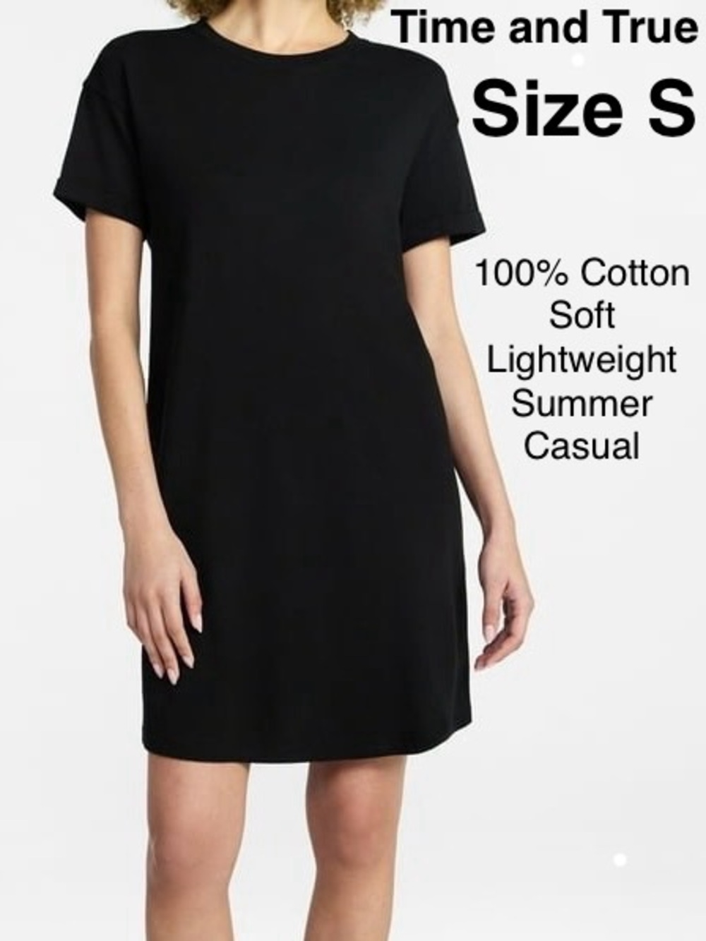 5/$15💥 Classic Black T-Shirt Dress Above Knee Summer Casual Cotton